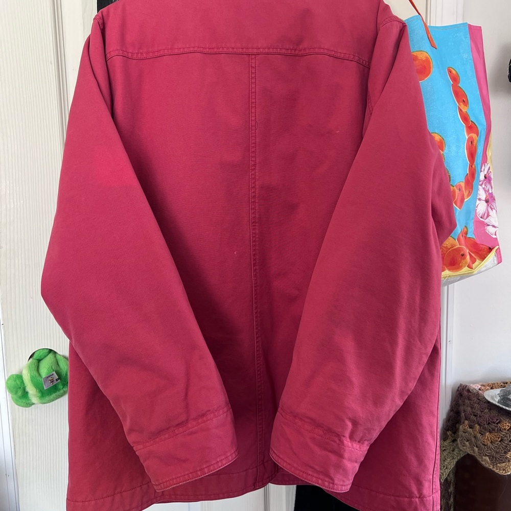 L.L. Bean Red Barn Coat with Brown Corduroy Trim - Picture 5 of 6